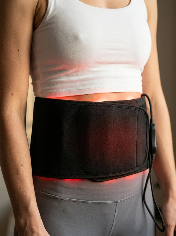 Glouren Infrared Therapy Waist Belt with 105 dual-chip red and near-infrared LED panels and handheld controller