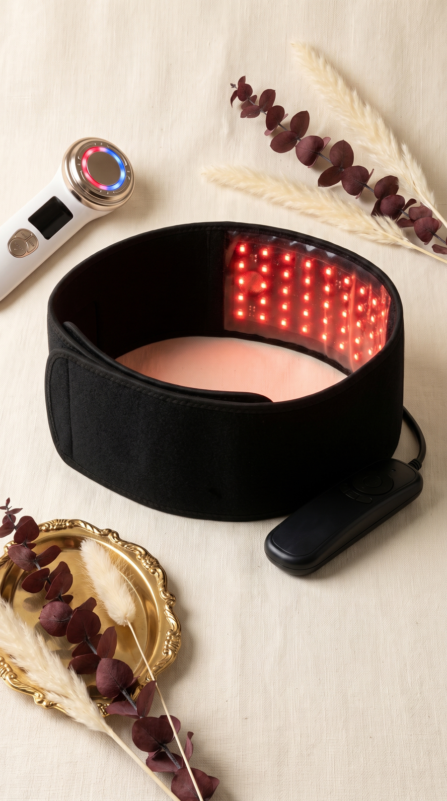 Glouren Restore Bundle including the Infrared Therapy Belt and Red Light Therapy Face Wand
